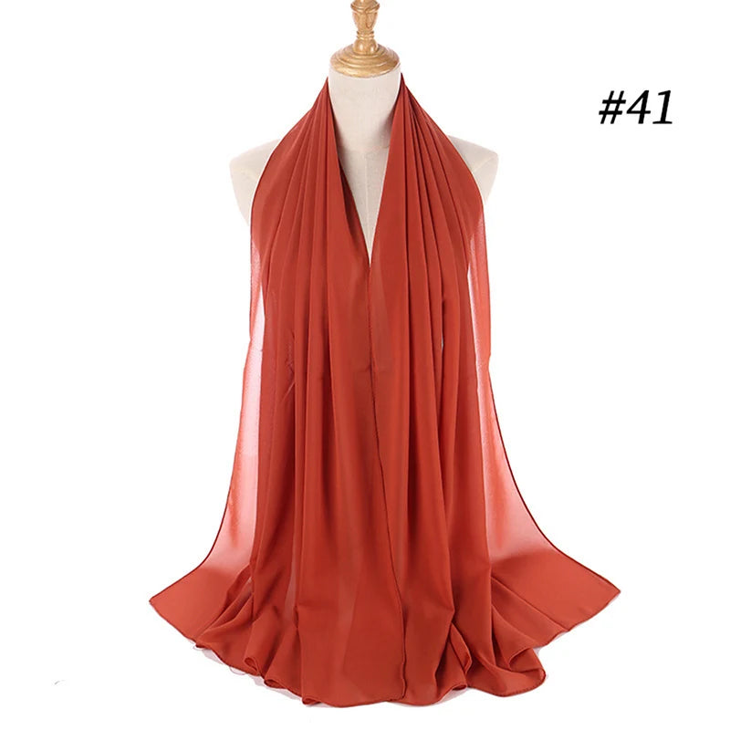 Muslim Chiffon Hijab Women Bubble Chiffon Scarf For Women Ladies Veil Muslim Islam Solid Color Malaysia Musulman Wrap Scarves