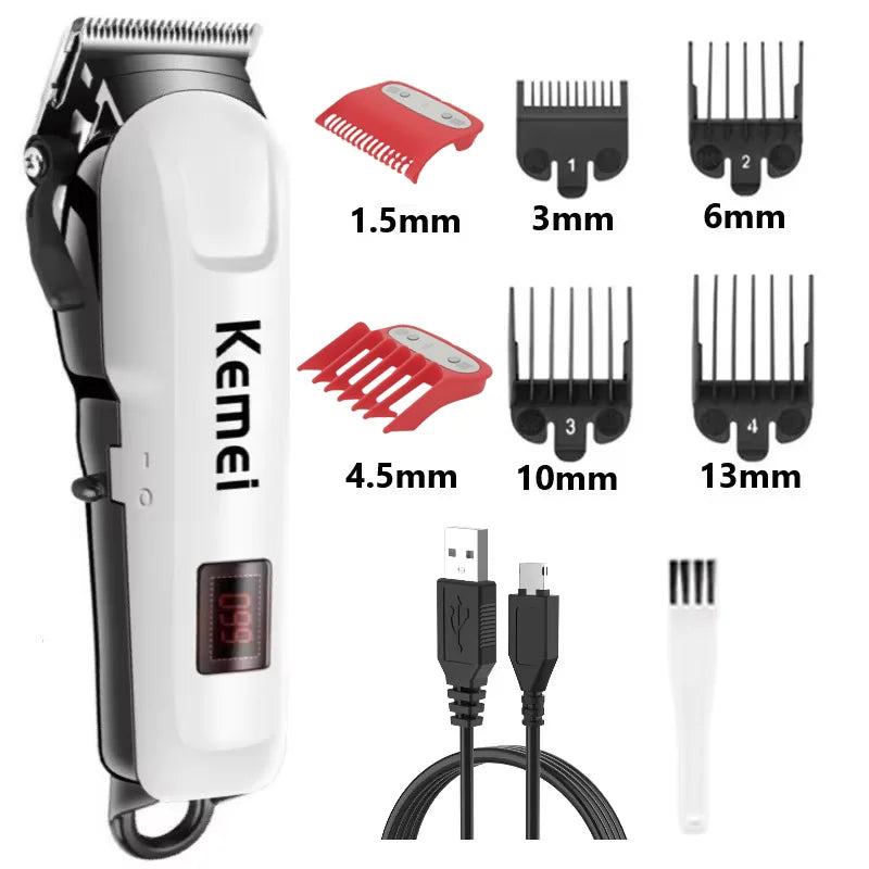 Kemei 809A Professional Hair Trimmer Adjustable Electric Cord/Cordless Hair Clipper For Men Haircut Machine Led Display