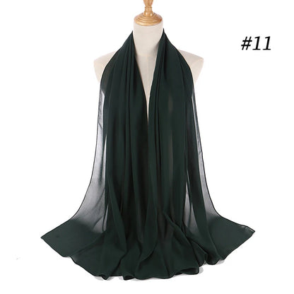 Muslim Chiffon Hijab Women Bubble Chiffon Scarf For Women Ladies Veil Muslim Islam Solid Color Malaysia Musulman Wrap Scarves