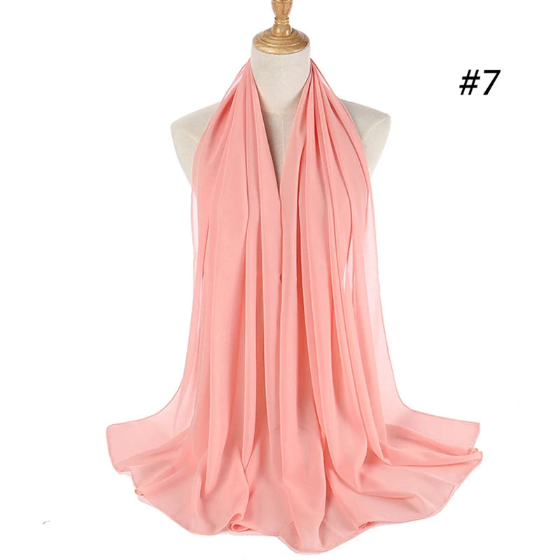 Muslim Chiffon Hijab Women Bubble Chiffon Scarf For Women Ladies Veil Muslim Islam Solid Color Malaysia Musulman Wrap Scarves