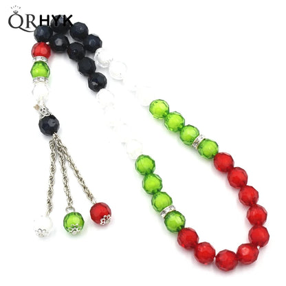 Palestine Flag Color Country Map Bracelet Muslim Small Bead Acrylic Rosary Beads Worship Bracelet Eid Islamic Prayer Beads