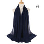 Muslim Chiffon Hijab Women Bubble Chiffon Scarf For Women Ladies Veil Muslim Islam Solid Color Malaysia Musulman Wrap Scarves