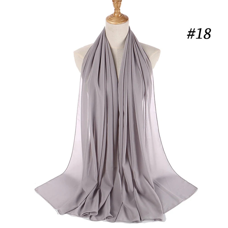 Muslim Chiffon Hijab Women Bubble Chiffon Scarf For Women Ladies Veil Muslim Islam Solid Color Malaysia Musulman Wrap Scarves