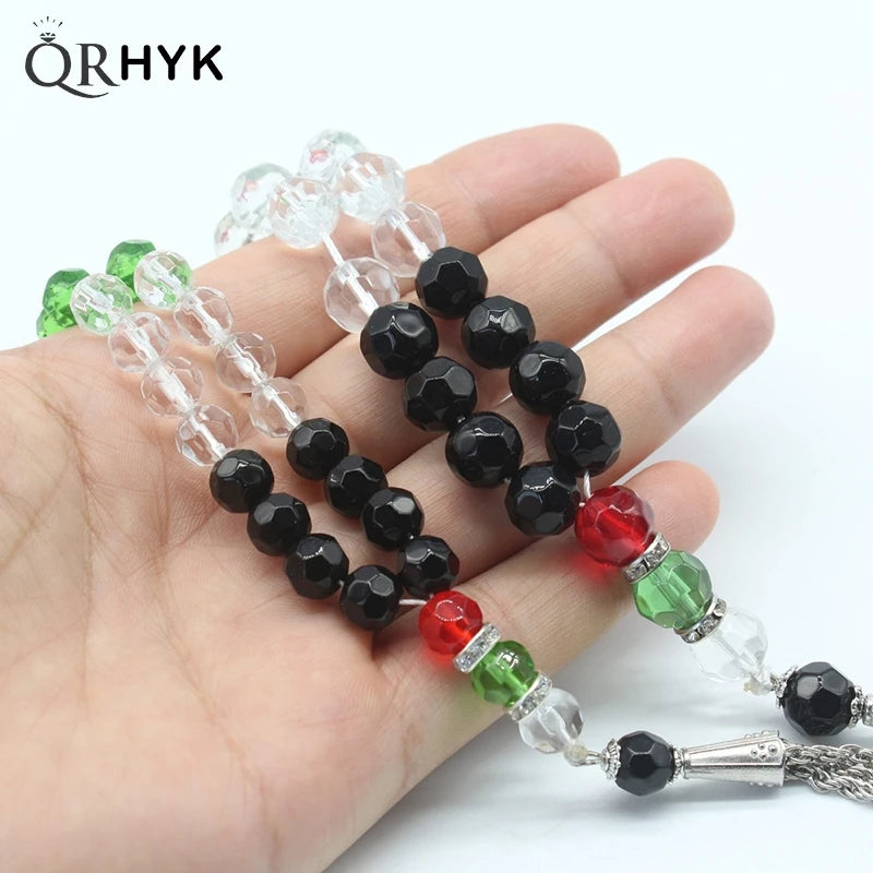 Palestine Flag Color Country Map Bracelet Muslim Small Bead Acrylic Rosary Beads Worship Bracelet Eid Islamic Prayer Beads