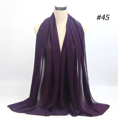 Muslim Chiffon Hijab Women Bubble Chiffon Scarf For Women Ladies Veil Muslim Islam Solid Color Malaysia Musulman Wrap Scarves
