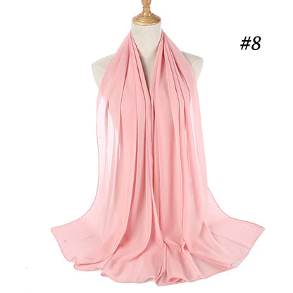 Muslim Chiffon Hijab Women Bubble Chiffon Scarf For Women Ladies Veil Muslim Islam Solid Color Malaysia Musulman Wrap Scarves