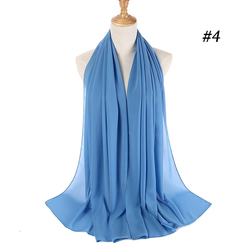 Muslim Chiffon Hijab Women Bubble Chiffon Scarf For Women Ladies Veil Muslim Islam Solid Color Malaysia Musulman Wrap Scarves