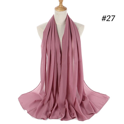 Muslim Chiffon Hijab Women Bubble Chiffon Scarf For Women Ladies Veil Muslim Islam Solid Color Malaysia Musulman Wrap Scarves