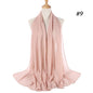 Muslim Chiffon Hijab Women Bubble Chiffon Scarf For Women Ladies Veil Muslim Islam Solid Color Malaysia Musulman Wrap Scarves