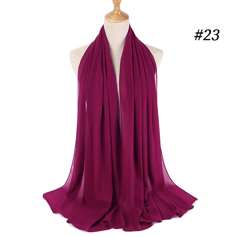 Muslim Chiffon Hijab Women Bubble Chiffon Scarf For Women Ladies Veil Muslim Islam Solid Color Malaysia Musulman Wrap Scarves