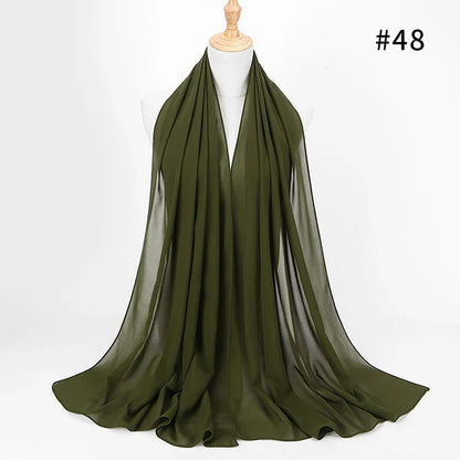 Muslim Chiffon Hijab Women Bubble Chiffon Scarf For Women Ladies Veil Muslim Islam Solid Color Malaysia Musulman Wrap Scarves
