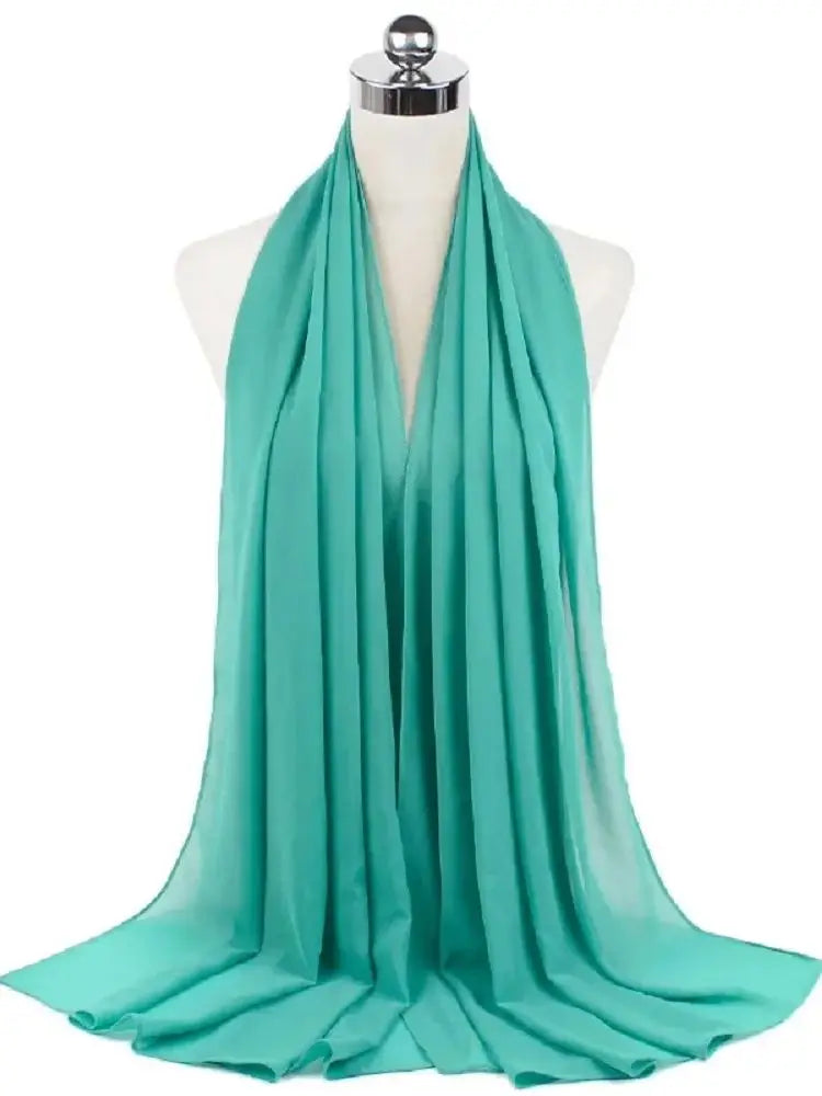 New Fashion Women Solid Chiffon Headscarf Ready To Wear Instant Hijab Scarf Muslim Shawl Islamic Hijabs Arab Wrap Head Scarves