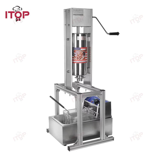 ITOP Heavy Duty 5L Manual Spanish Churros Maker With 6L Electric Deep Fryer Device For Fritters Stainless Steel