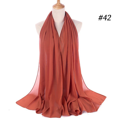 Muslim Chiffon Hijab Women Bubble Chiffon Scarf For Women Ladies Veil Muslim Islam Solid Color Malaysia Musulman Wrap Scarves
