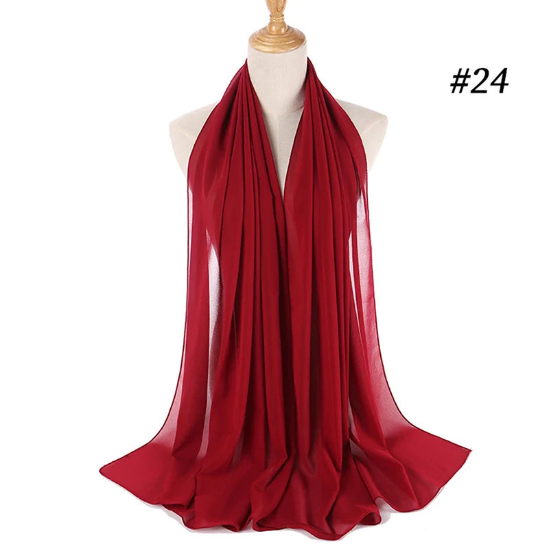 Muslim Chiffon Hijab Women Bubble Chiffon Scarf For Women Ladies Veil Muslim Islam Solid Color Malaysia Musulman Wrap Scarves