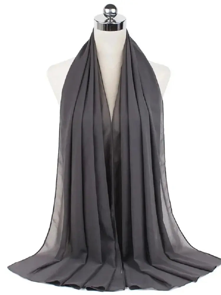 New Fashion Women Solid Chiffon Headscarf Ready To Wear Instant Hijab Scarf Muslim Shawl Islamic Hijabs Arab Wrap Head Scarves