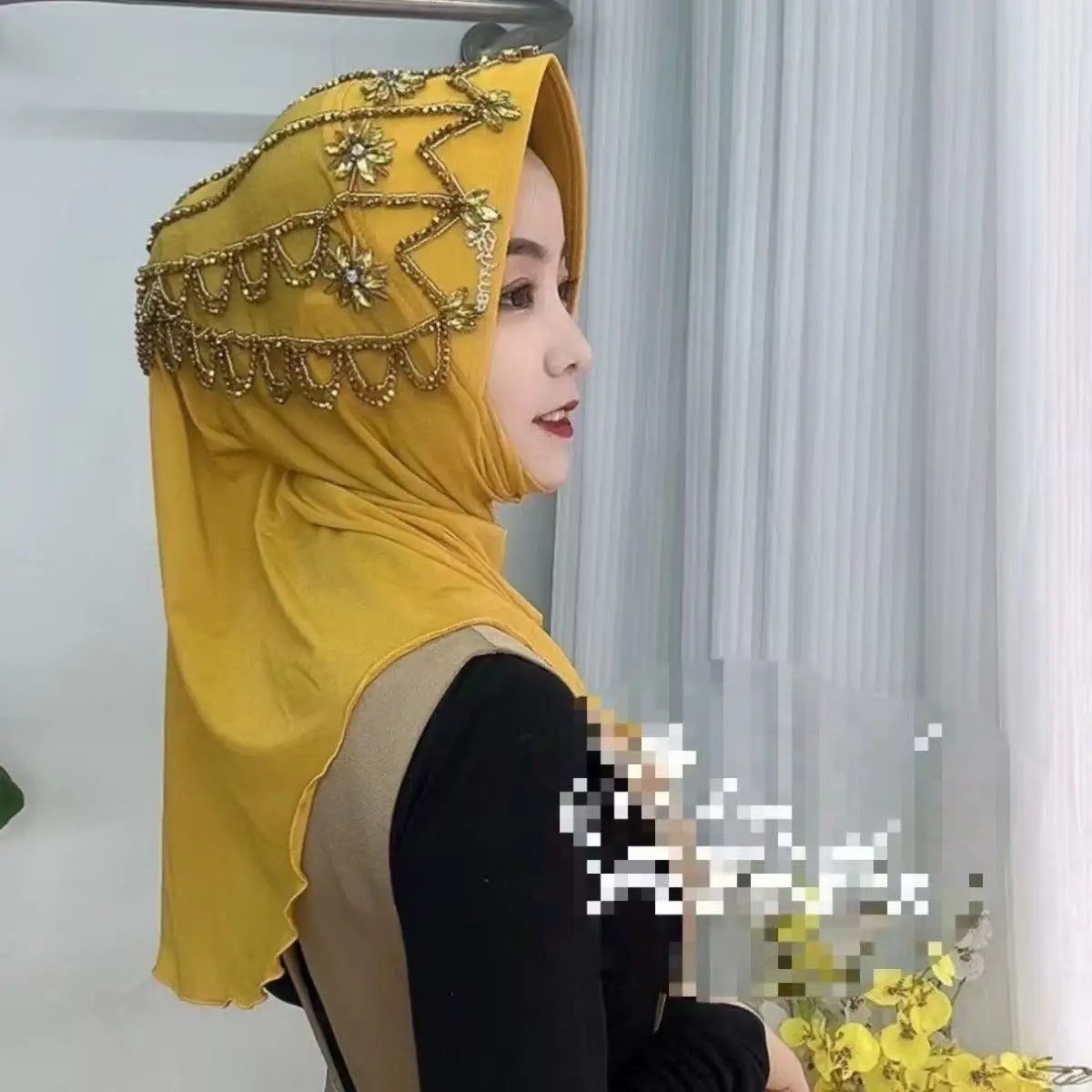 Hijab Muslim Women Shawl Headscarf Luxury Tassels Scarf Malaysia Prayer Kufi Islam Chiffon Turban 05570