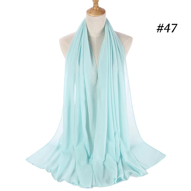 Muslim Chiffon Hijab Women Bubble Chiffon Scarf For Women Ladies Veil Muslim Islam Solid Color Malaysia Musulman Wrap Scarves