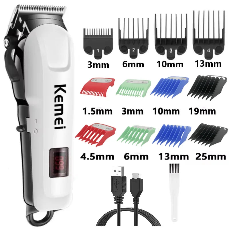 Kemei 809A Professional Hair Trimmer Adjustable Electric Cord/Cordless Hair Clipper For Men Haircut Machine Led Display