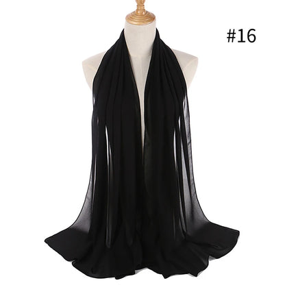Muslim Chiffon Hijab Women Bubble Chiffon Scarf For Women Ladies Veil Muslim Islam Solid Color Malaysia Musulman Wrap Scarves