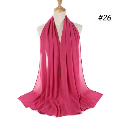 Muslim Chiffon Hijab Women Bubble Chiffon Scarf For Women Ladies Veil Muslim Islam Solid Color Malaysia Musulman Wrap Scarves