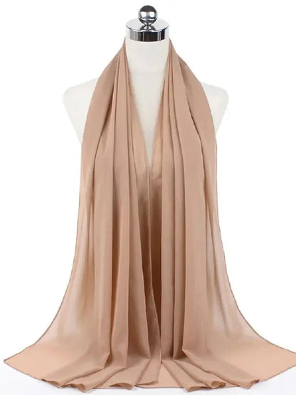 New Fashion Women Solid Chiffon Headscarf Ready To Wear Instant Hijab Scarf Muslim Shawl Islamic Hijabs Arab Wrap Head Scarves